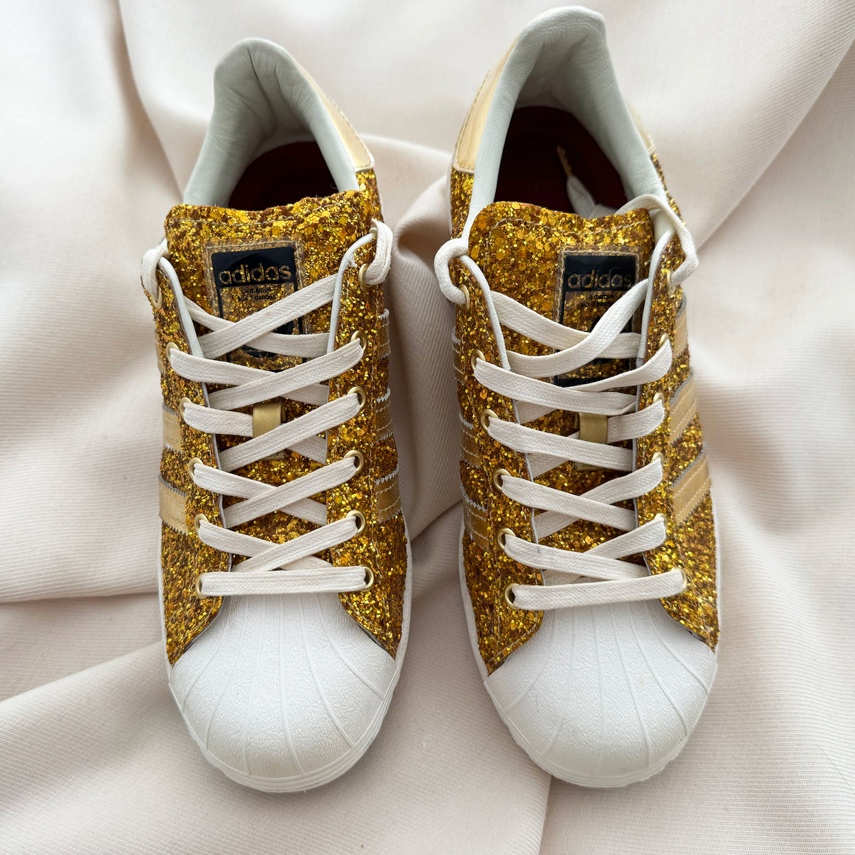 Adidas Superstar "Sparkling Pro Sample" in Gold, size 7.5