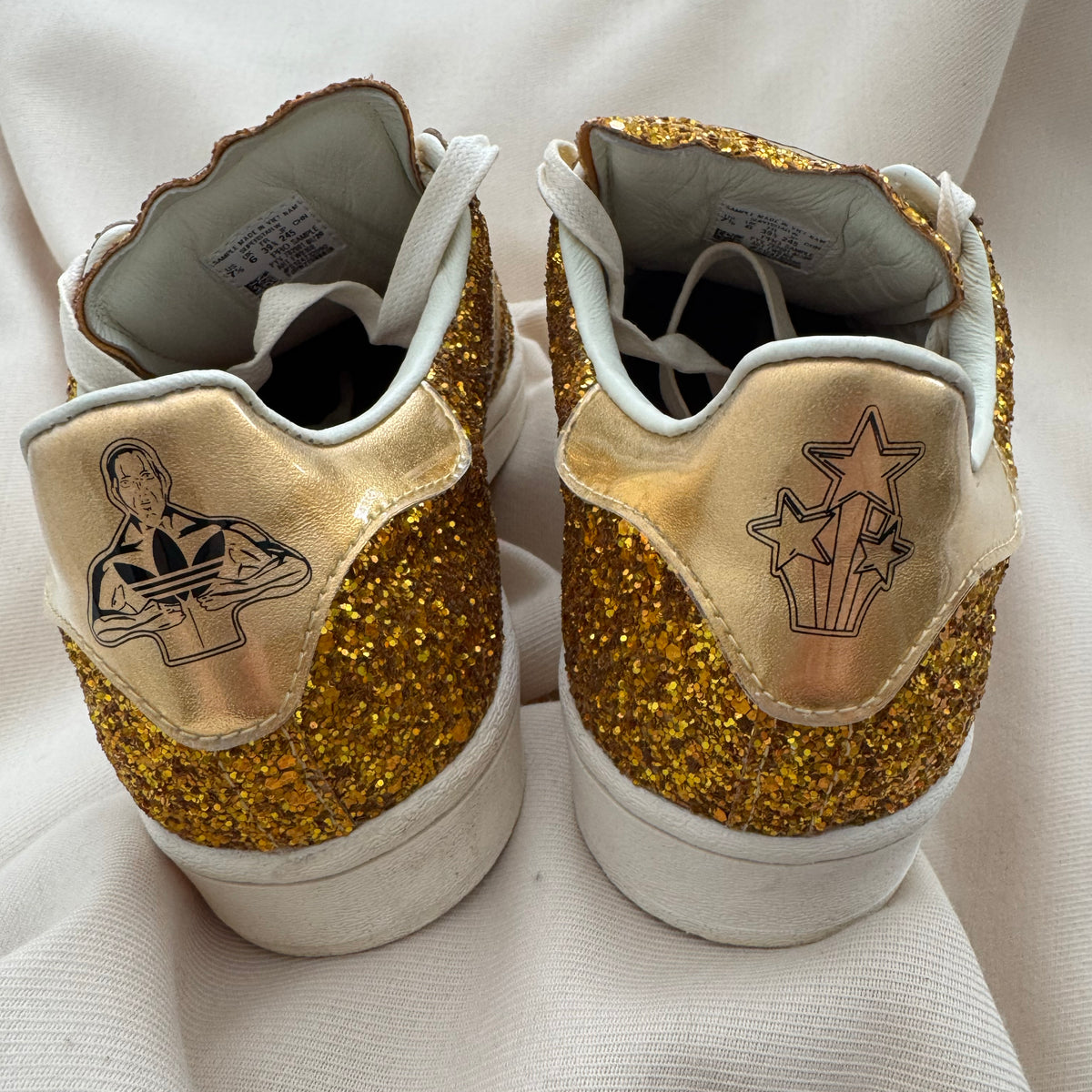 Adidas Superstar "Sparkling Pro Sample" in Gold, size 7.5