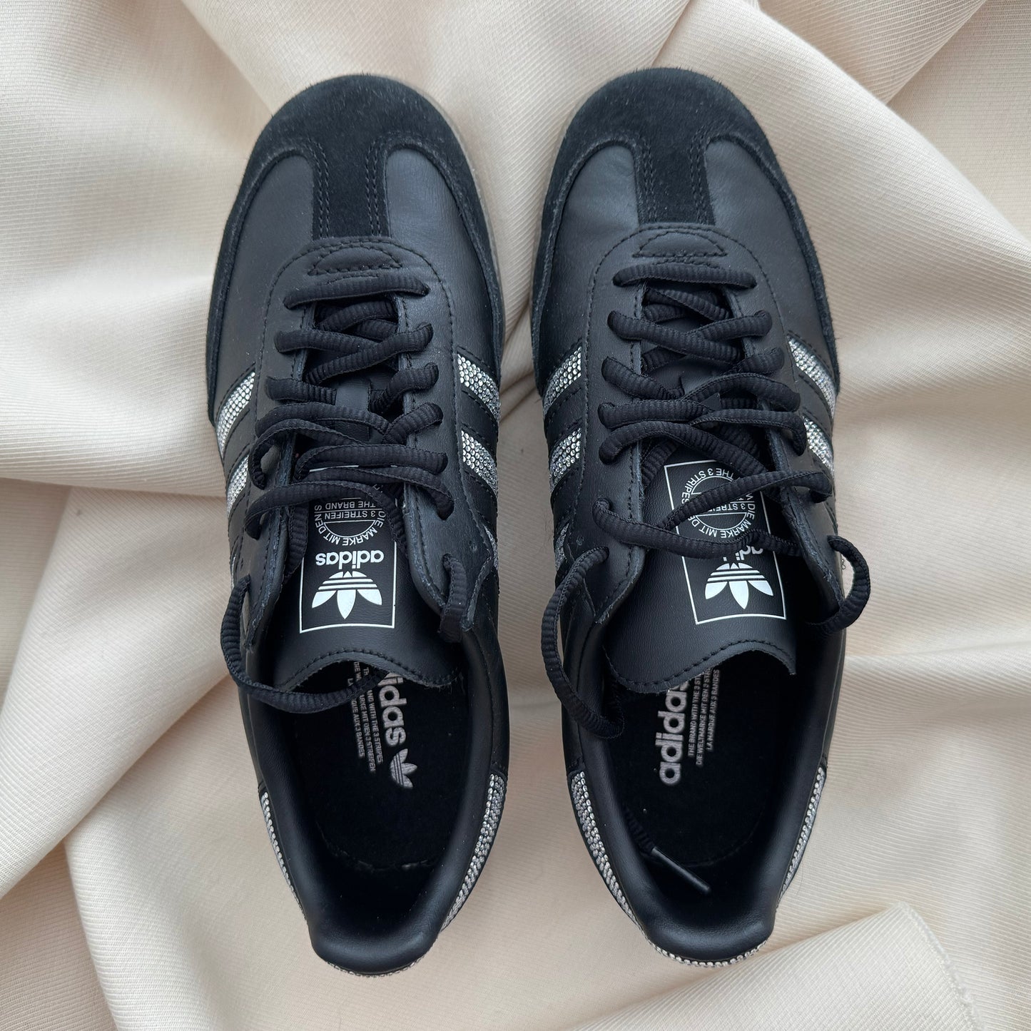 Adidas Samba OG Sneaker in Black with Rhinestone, Womens size 7 (fits 7.5)