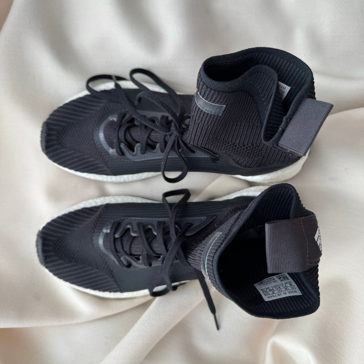 Adidas x Stella McCartney "Pulseboost" Sock Sneakers in Black, size 9