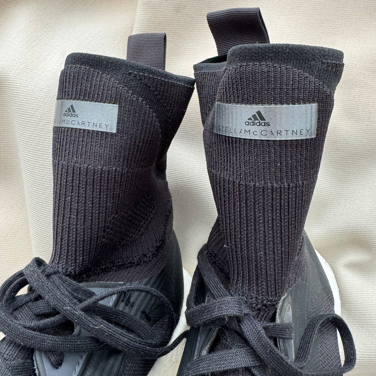Adidas x Stella McCartney "Pulseboost" Sock Sneakers in Black, size 9