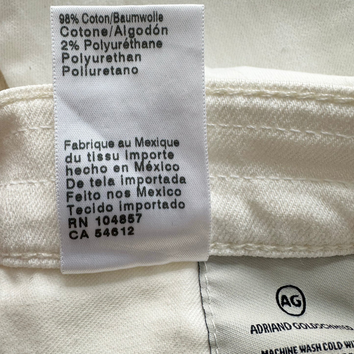 AG "Ex-Boyfriend Slim" Slouchy Jeans in White, size 25