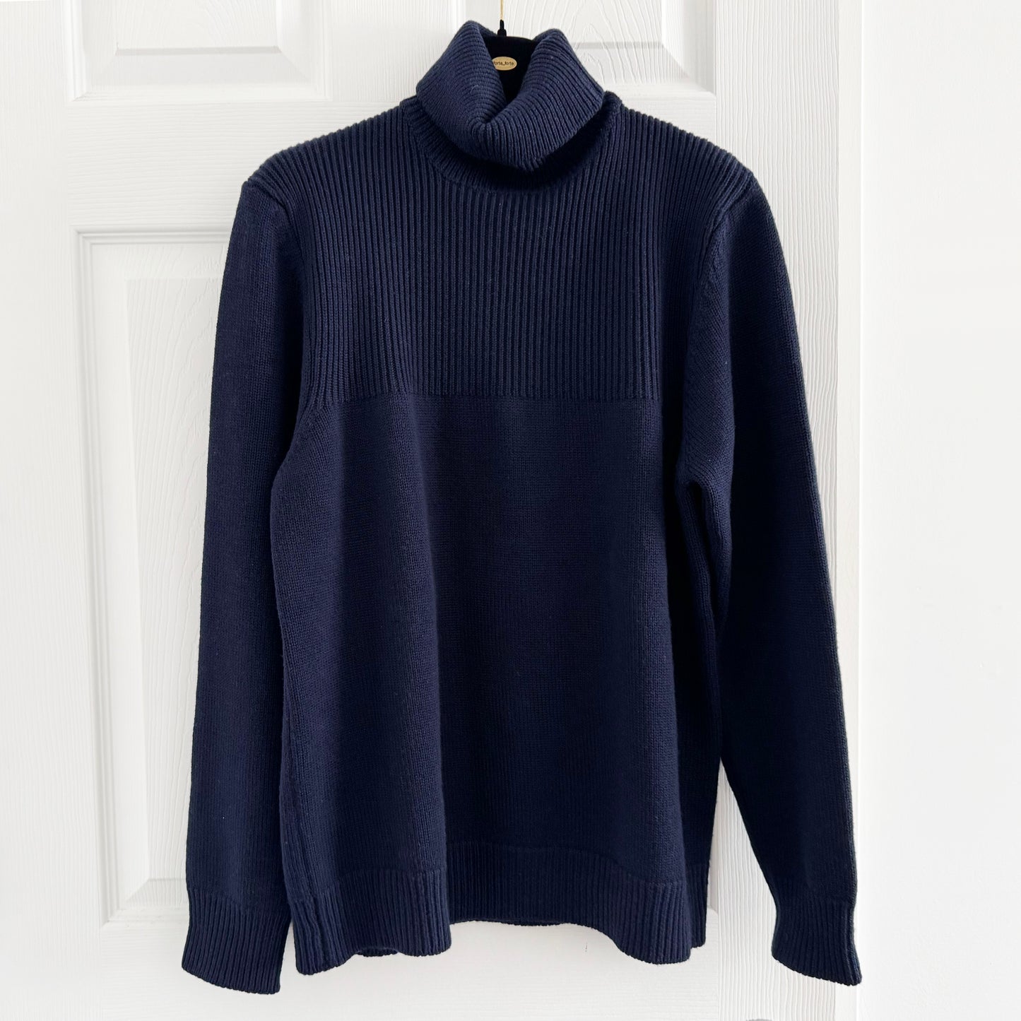 Agnes B Homme Merino Wool Turtleneck in Navy, size "2"