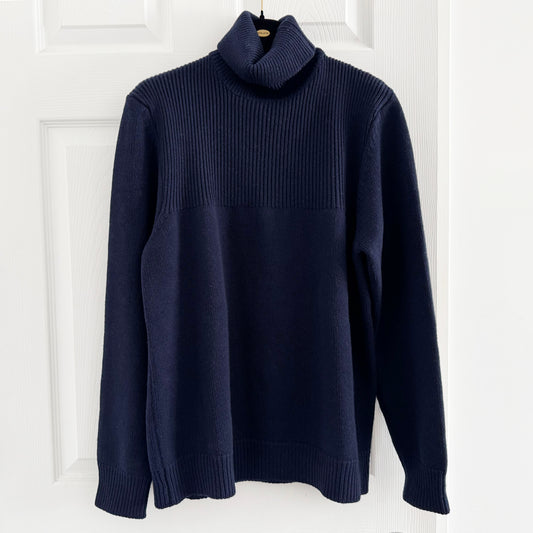 Agnes B Homme Merino Wool Turtleneck in Navy, size "2"