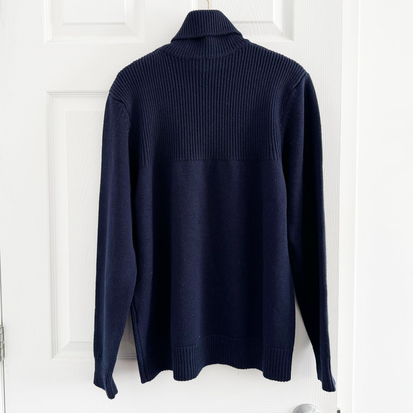 Agnes B Homme Merino Wool Turtleneck in Navy, size "2"