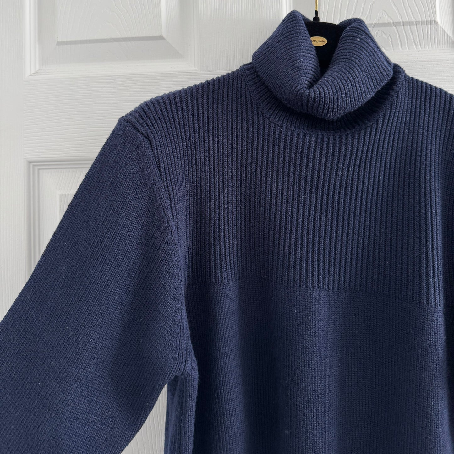 Agnes B Homme Merino Wool Turtleneck in Navy, size "2"