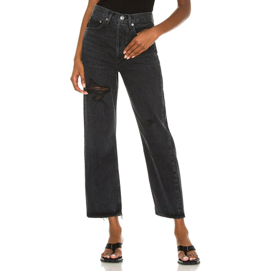 AGOLDE 90’s Crop Mid Rise Loose Straight Jeans in “Shutter”, size 26