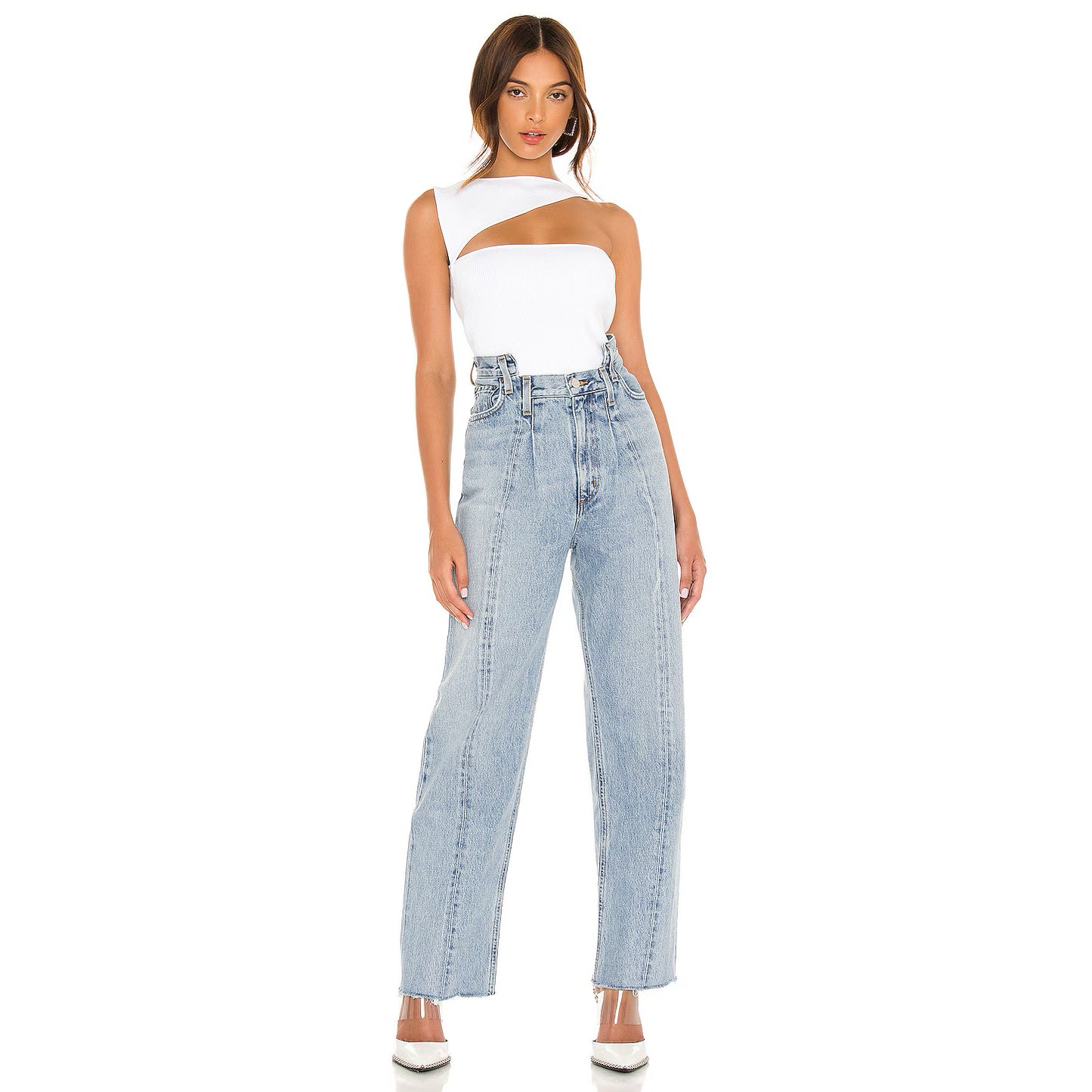 AGOLDE Pieced Angle High-Waisted Jeans in "Matrix", size 31