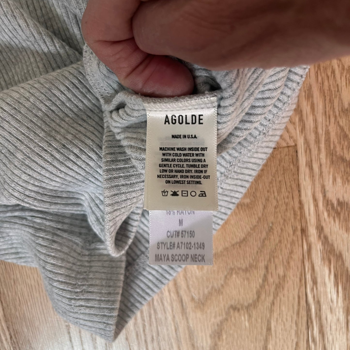 AGOLDE "Maya" Long Sleeve Rib Tee, size Medium (fits size small)