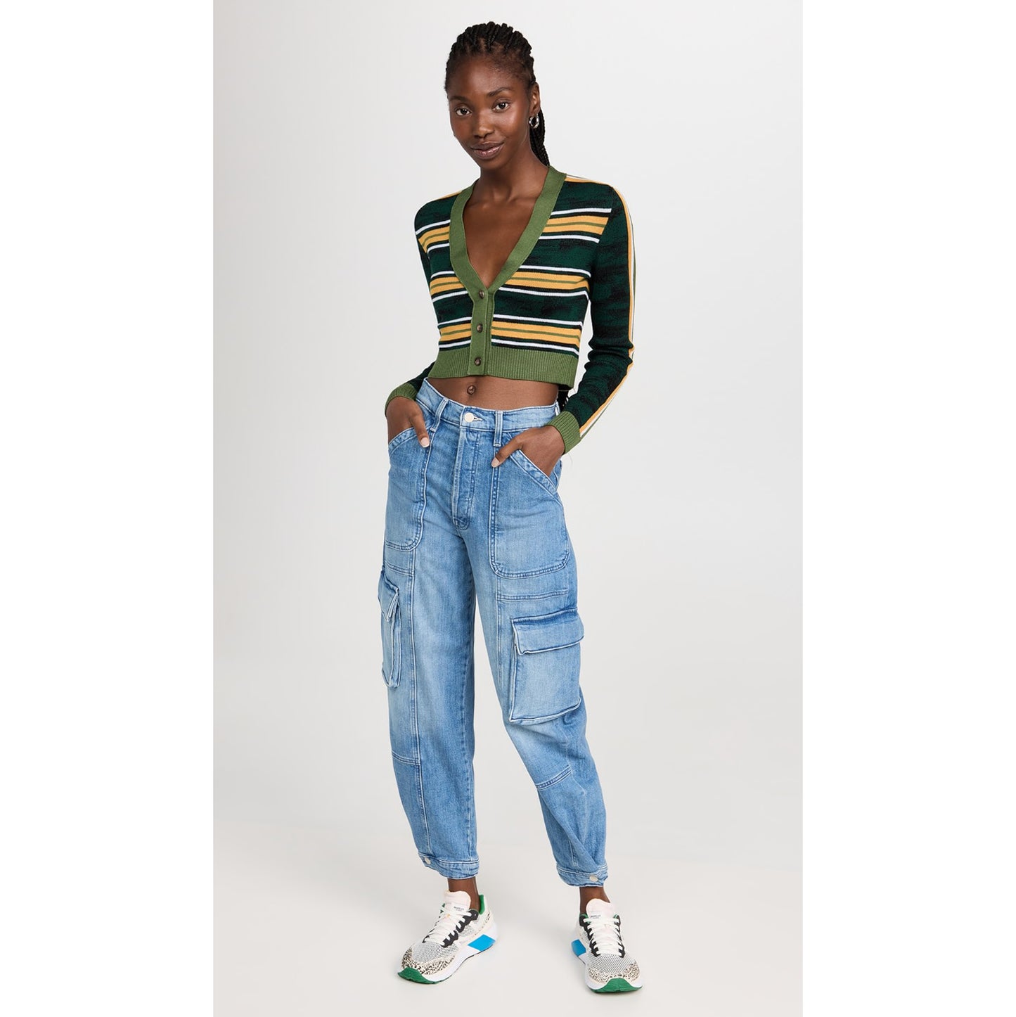 Ahluwalia "Augusta" Cardigan in Green Stripe, size 16 (fits XL)