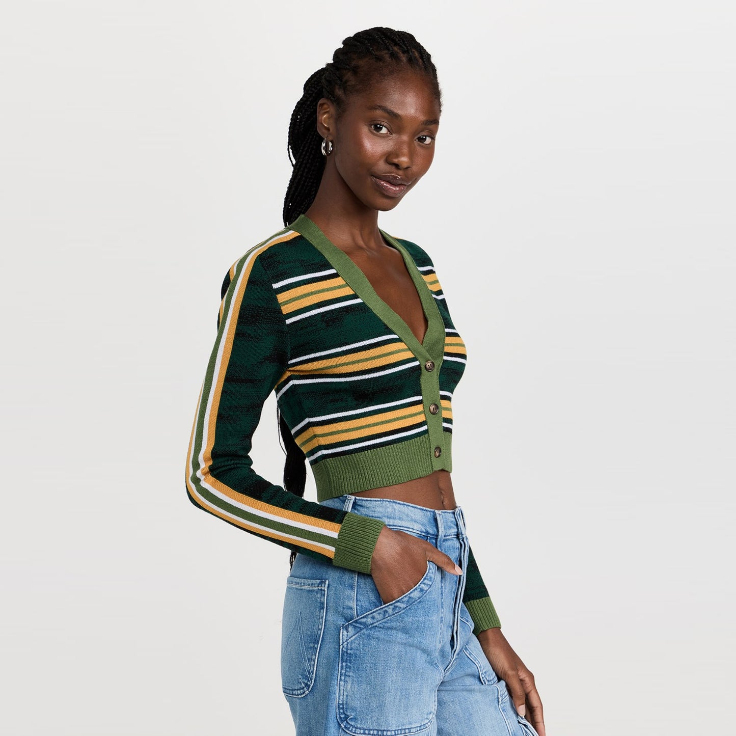 Ahluwalia "Augusta" Cardigan in Green Stripe, size 16 (fits XL)
