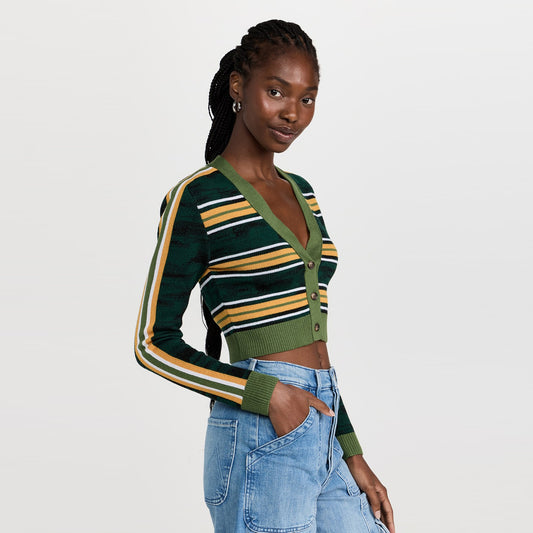 Ahluwalia "Augusta" Cardigan in Green Stripe, size 16 (fits XL)