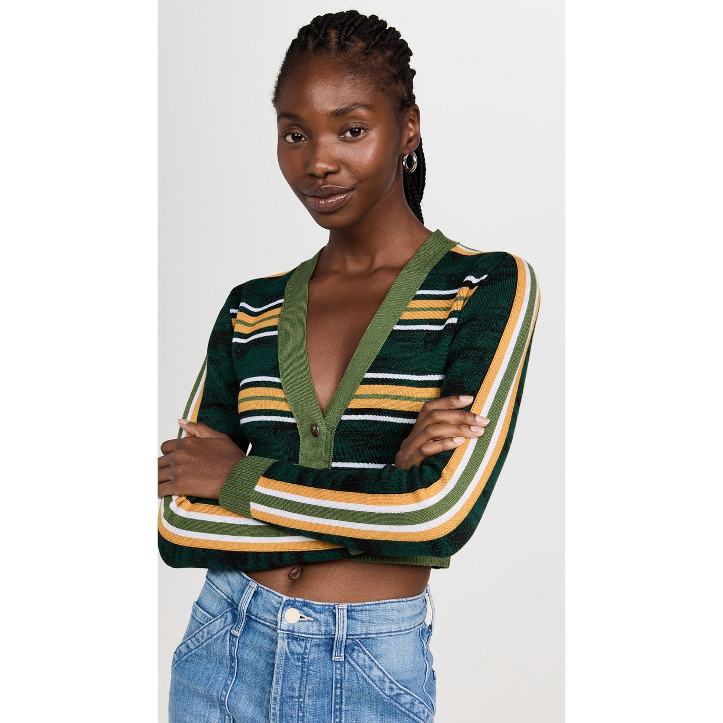 Ahluwalia "Augusta" Cardigan in Green Stripe, size 16 (fits XL)