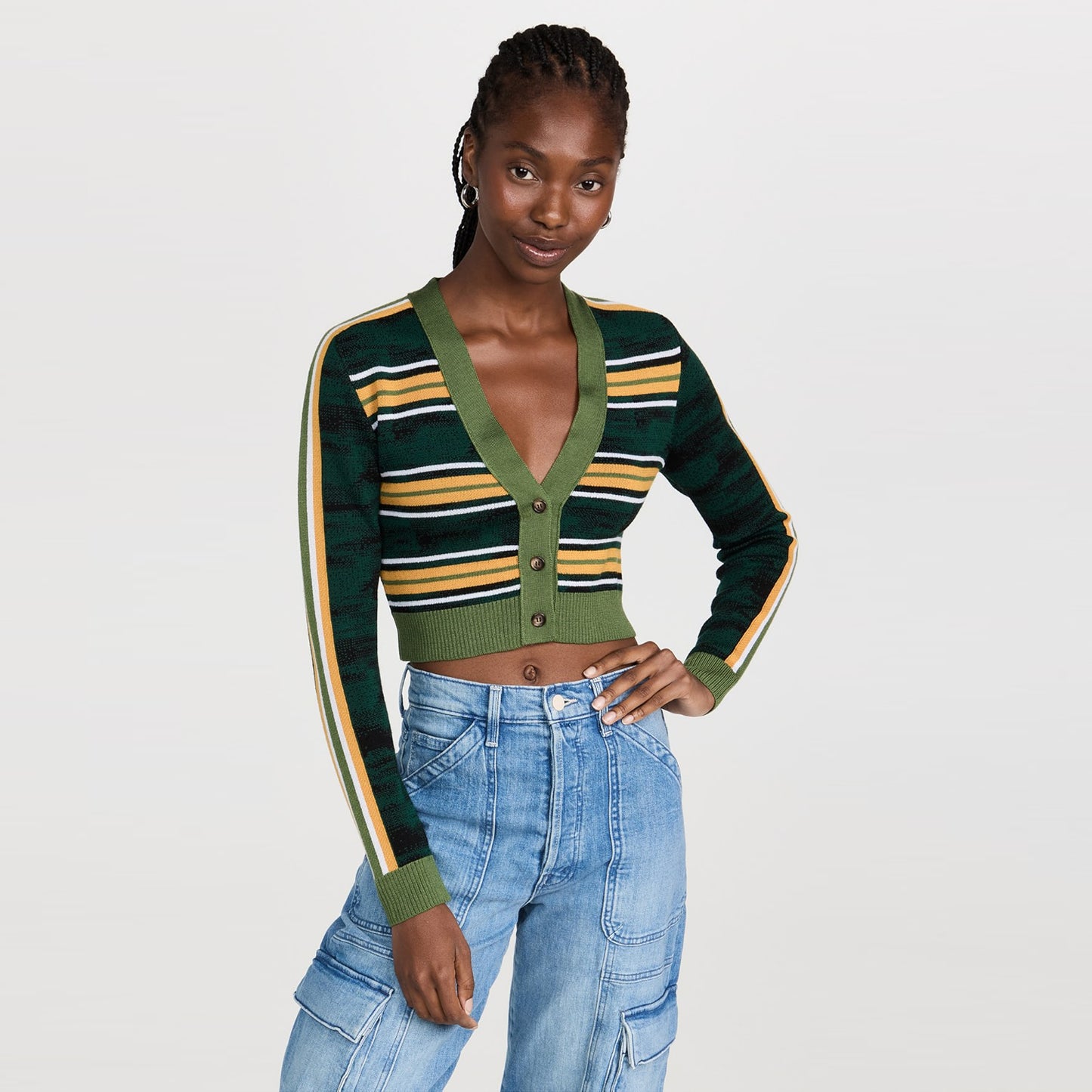 Ahluwalia "Augusta" Cardigan in Green Stripe, size 16 (fits XL)