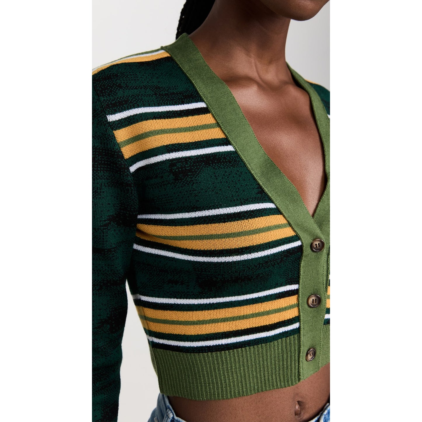 Ahluwalia "Augusta" Cardigan in Green Stripe, size 16 (fits XL)