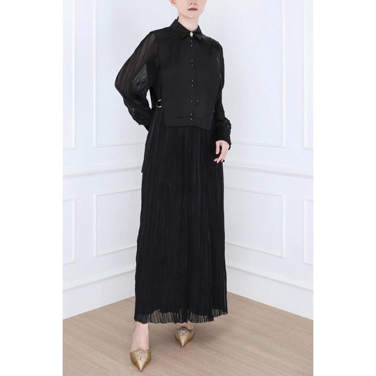 AJE "Aerial" Bib Front Maxi Dress in Black, size 8UK/4US