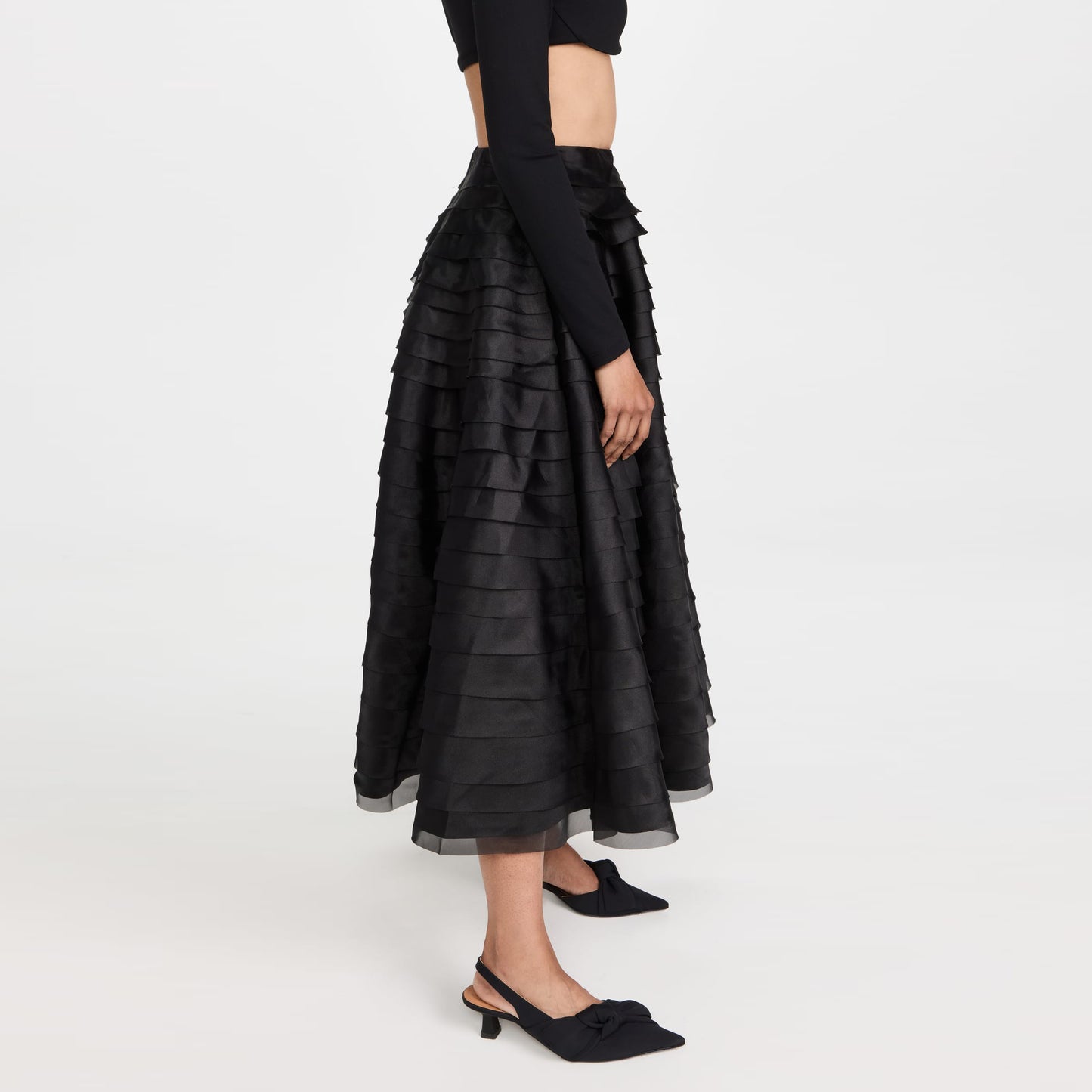 AJE Black Tiered Ruffle Midi Skirt, size 16AUS/12US