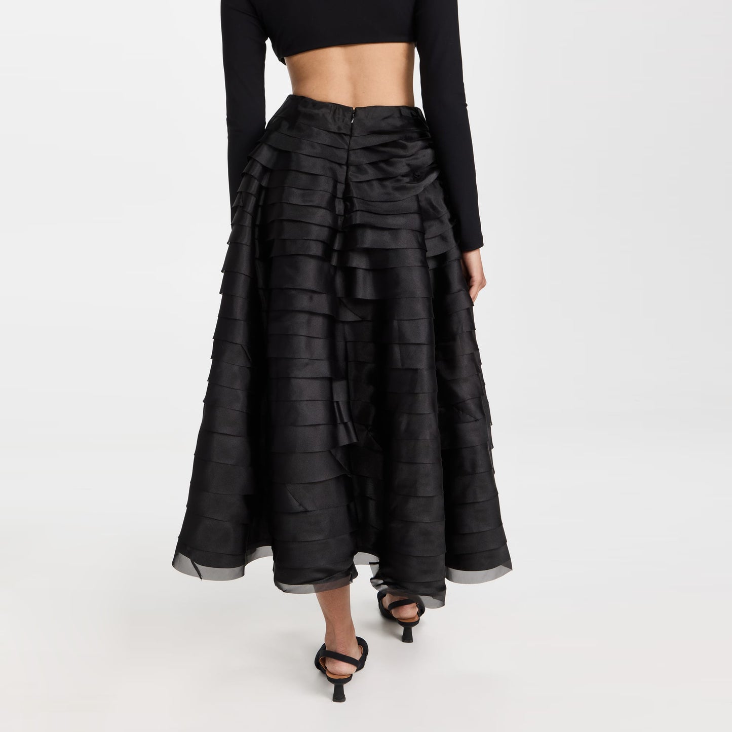 AJE Black Tiered Ruffle Midi Skirt, size 16AUS/12US