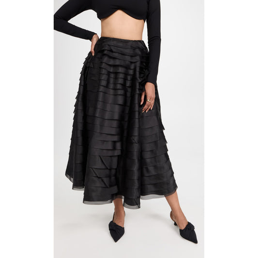 AJE Black Tiered Ruffle Midi Skirt, size 16AUS/12US