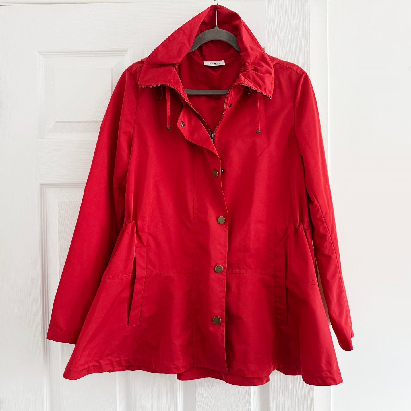 Akris Punto Red Flared Rain Jacket, size 8 (fits 6/8)