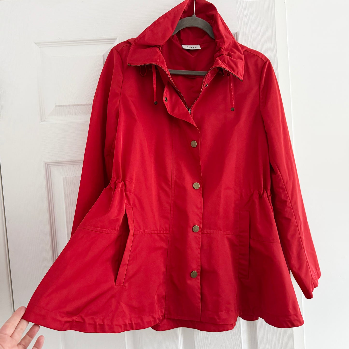 Akris Punto Red Flared Rain Jacket, size 8 (fits 6/8)