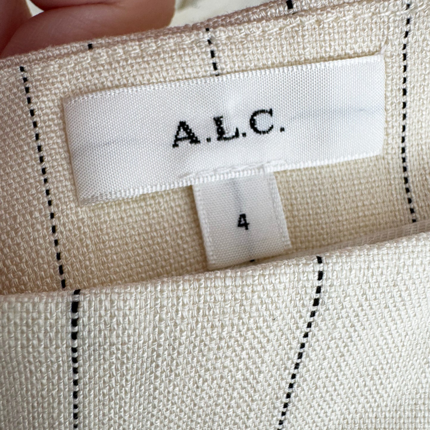 A.L.C. "Woodson" Pinstripe Suiting Halter Top in Ivory, size 4