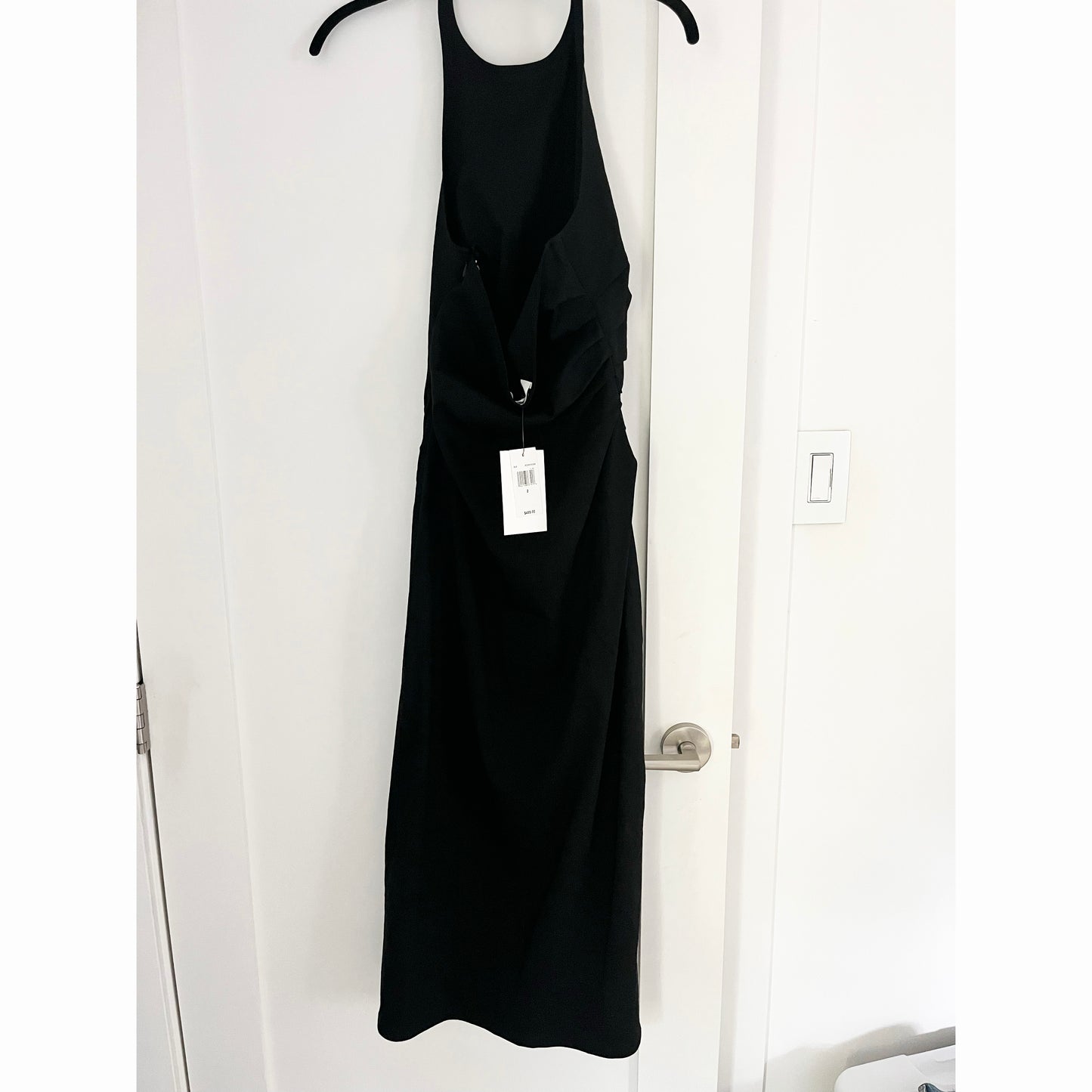 A.L.C. "Sylvie" Linen Midi Halter Dress in Black, size 2