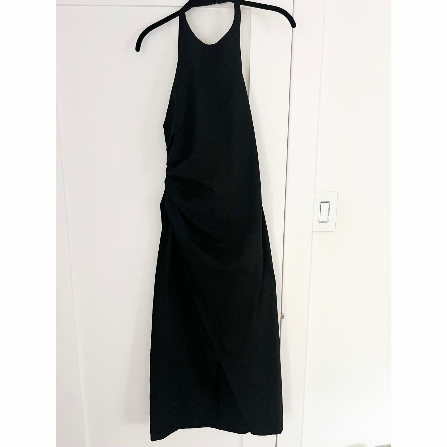A.L.C. "Sylvie" Linen Midi Halter Dress in Black, size 2