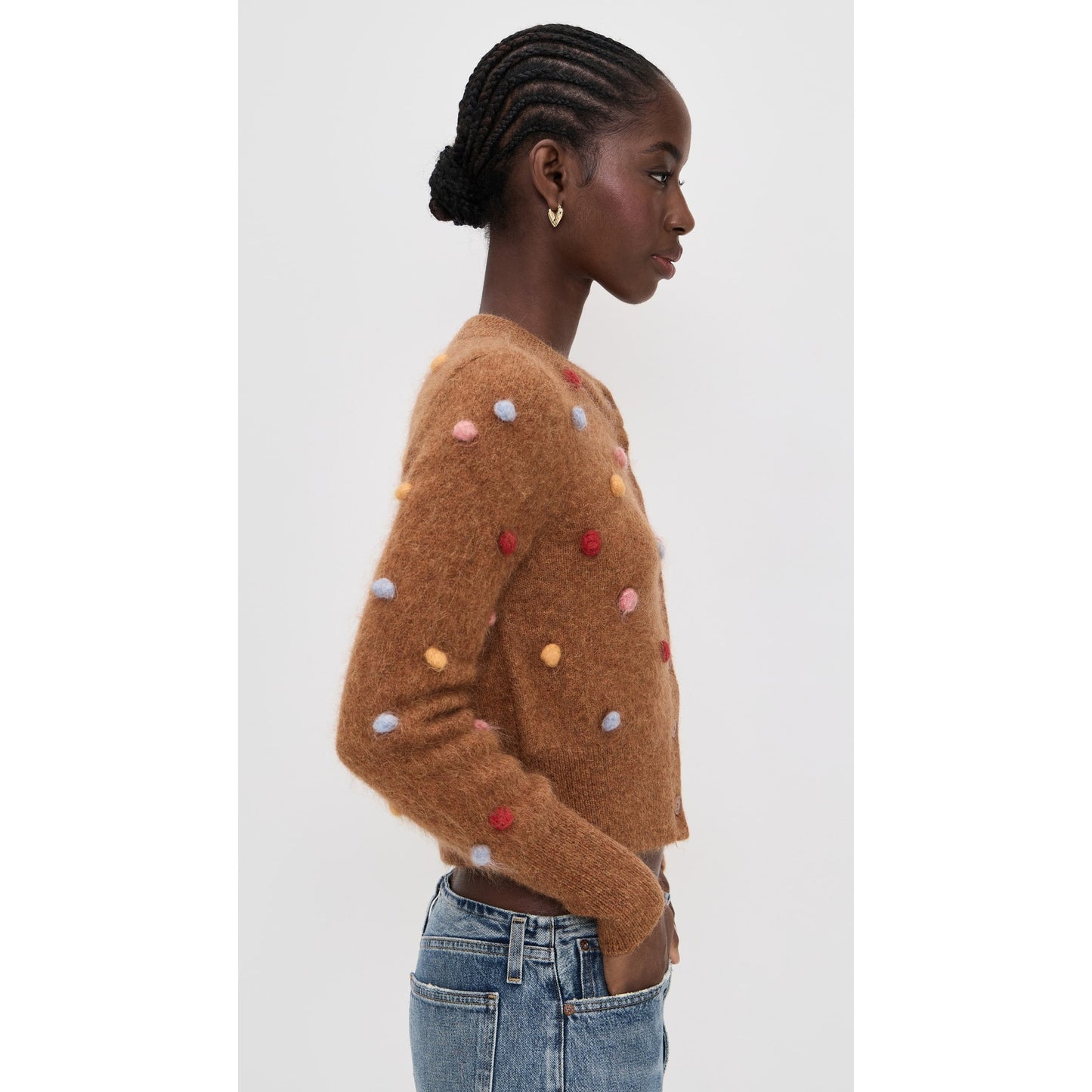 Alémais "Elia" Cropped Cardigan in Tobacco, size Small