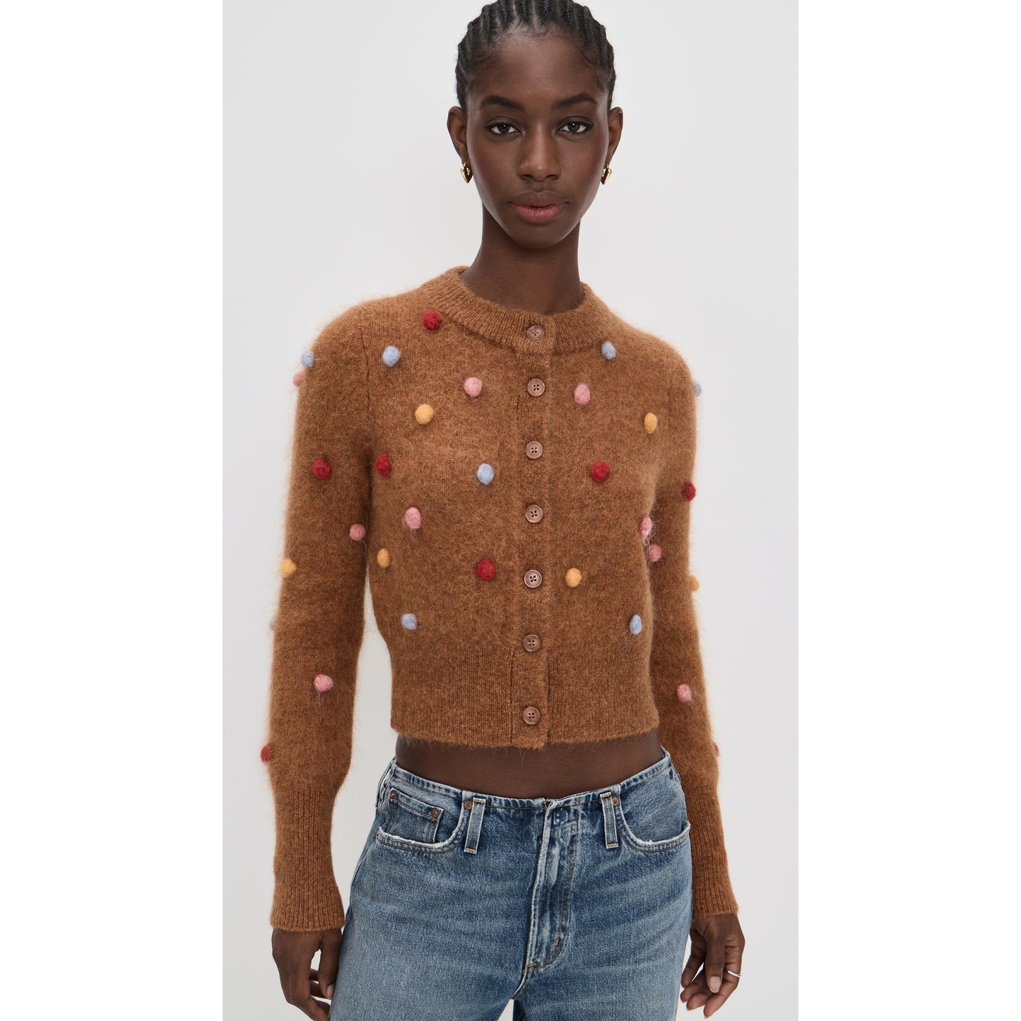 Alémais "Elia" Cropped Cardigan in Tobacco, size Small