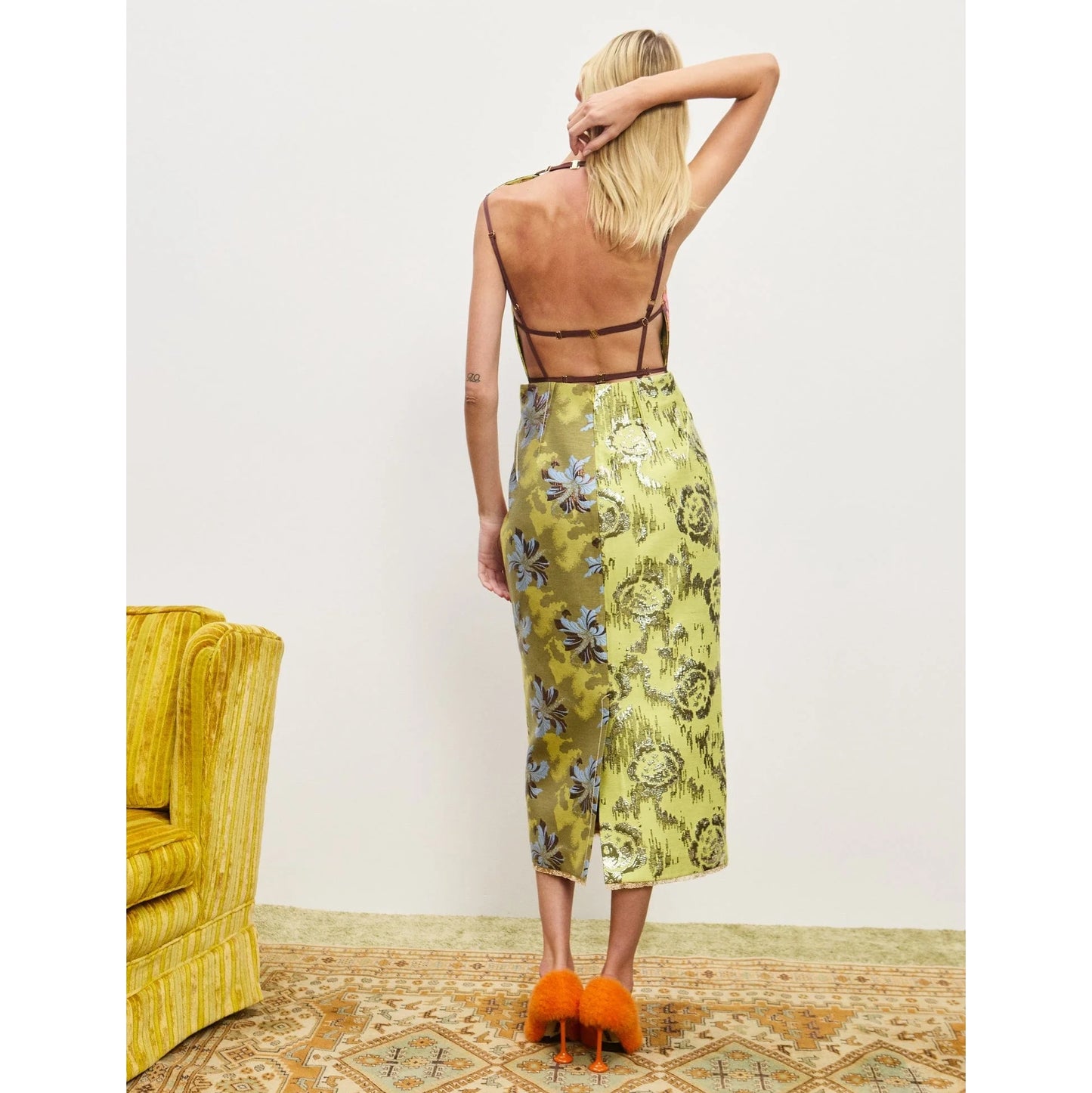 Alemais "Adriana" Jacquard Open Back Dress, size 4