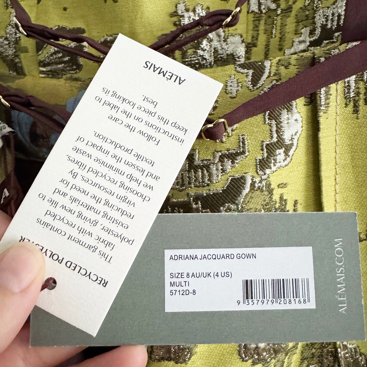 Alemais "Adriana" Jacquard Open Back Dress, size 4