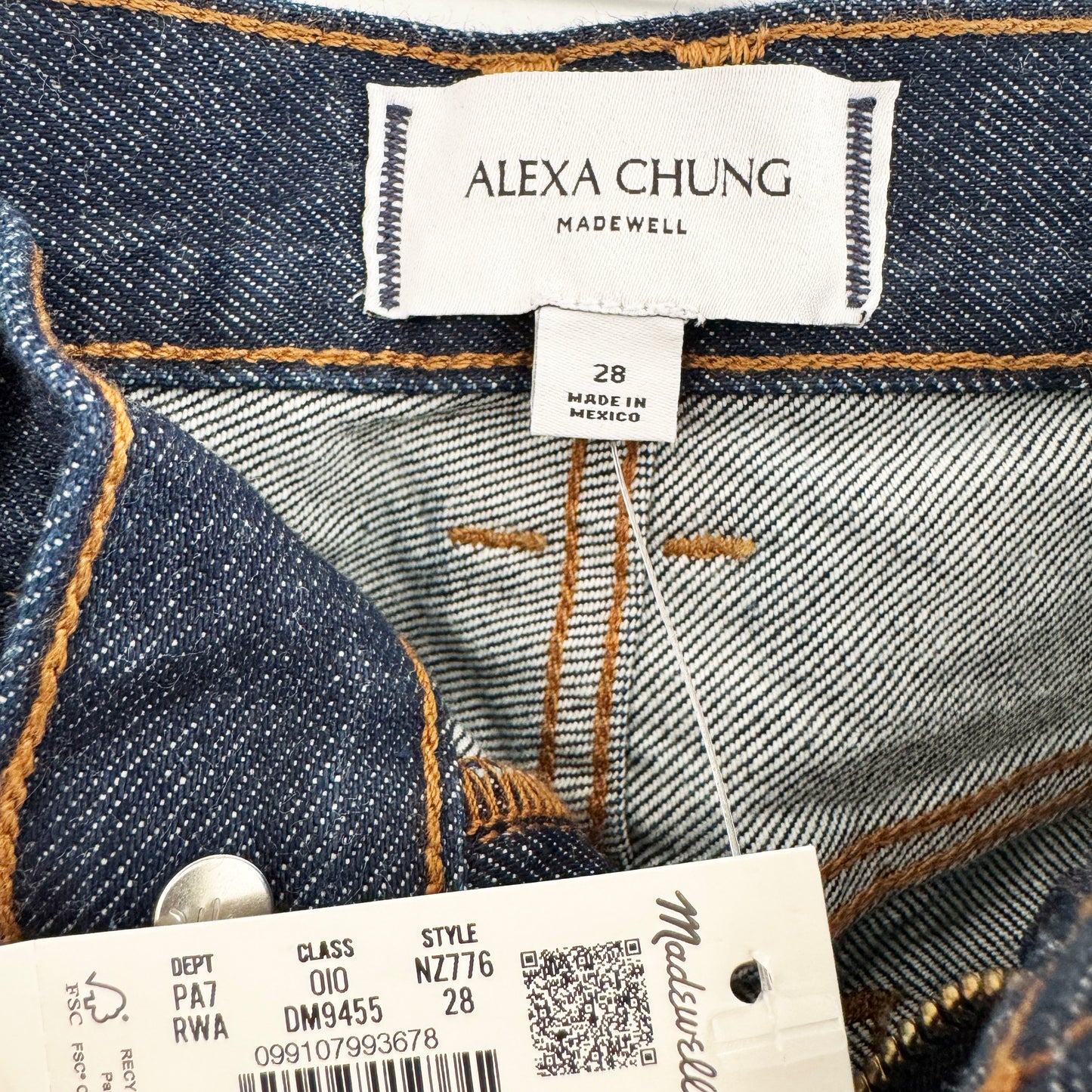 Alexa Chung x Madewell "Franny" Straight Jean in Rinse Wash, size 28