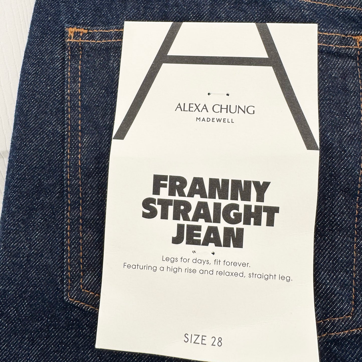 Alexa Chung x Madewell "Franny" Straight Jean in Rinse Wash, size 28