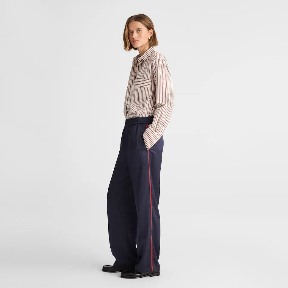 Alexa Chung for Madewell Mick Satin Track Pant in Navy, size Medium
