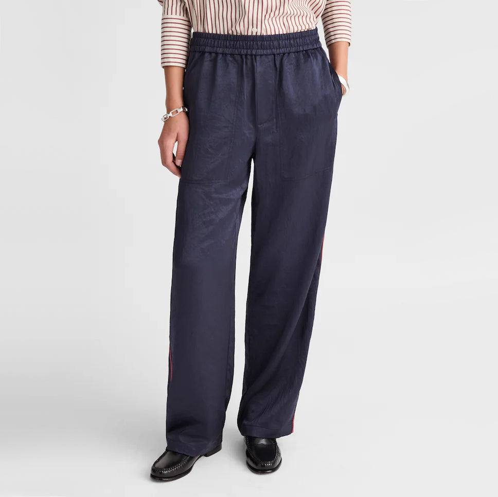 Alexa Chung for Madewell Mick Satin Track Pant in Navy, size Medium