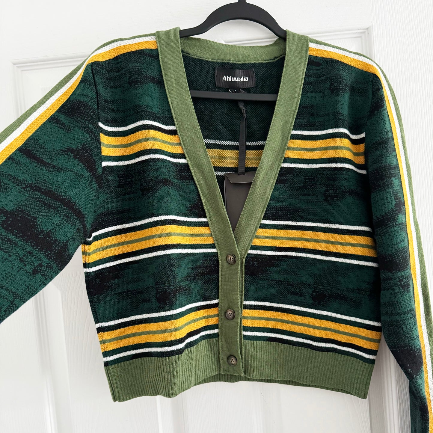 Ahluwalia "Augusta" Cardigan in Green Stripe, size 16 (fits XL)