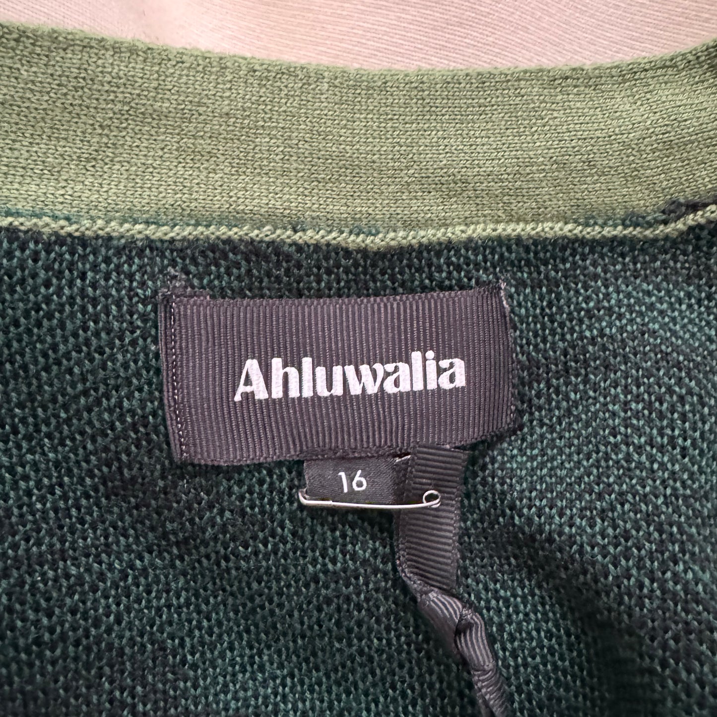 Ahluwalia "Augusta" Cardigan in Green Stripe, size 16 (fits XL)