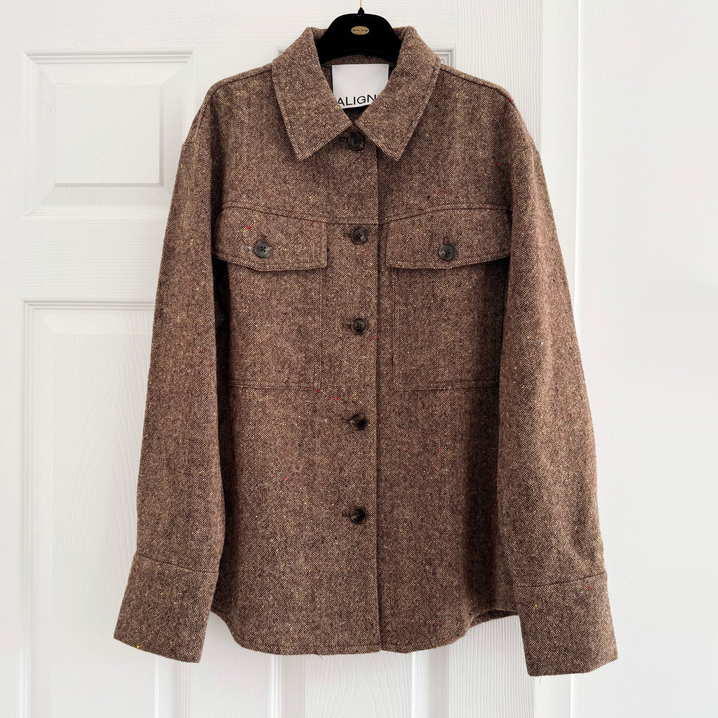 Aligne "Charlie" Wool Overshirt in Brown, size Small