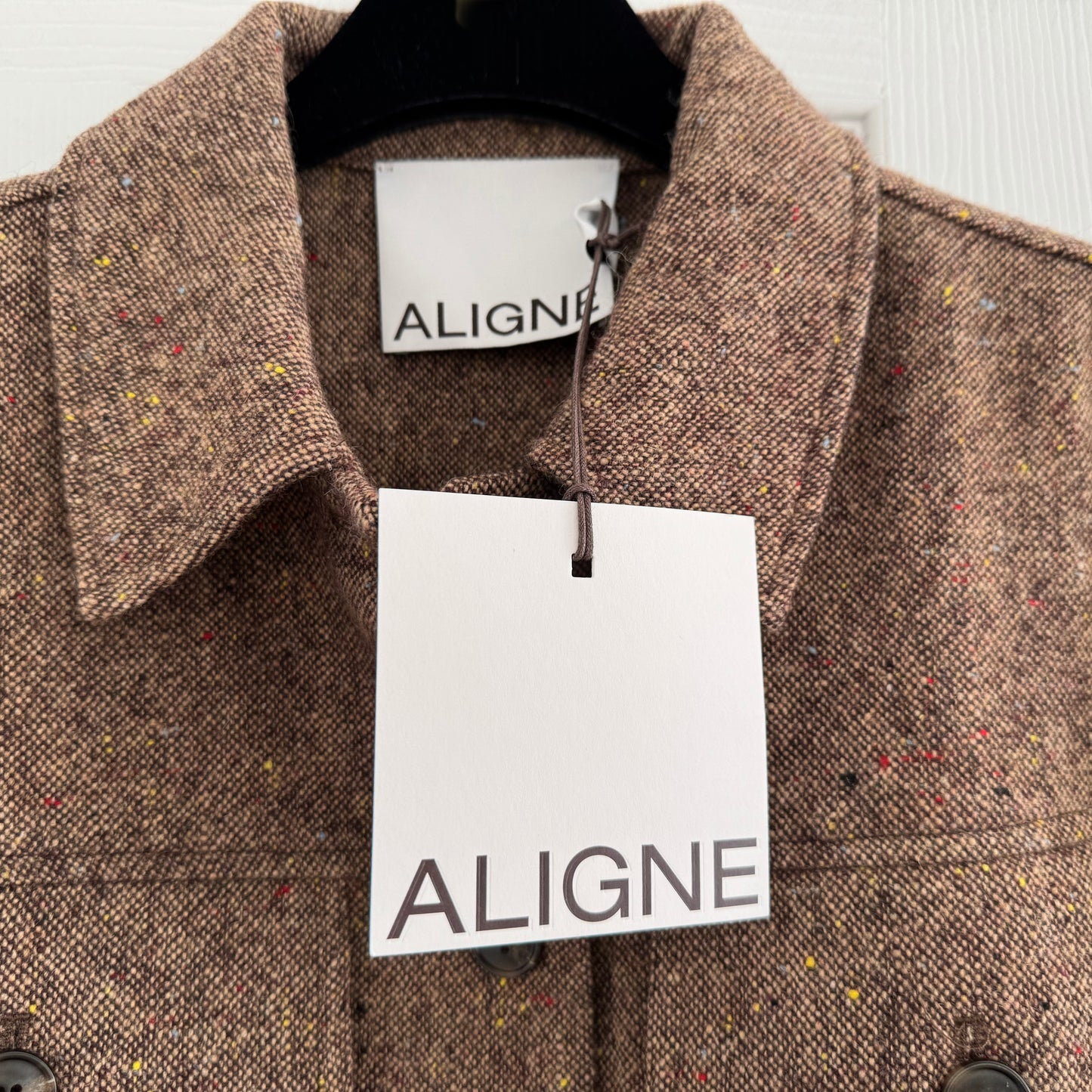 Aligne "Charlie" Wool Overshirt in Brown, size Small