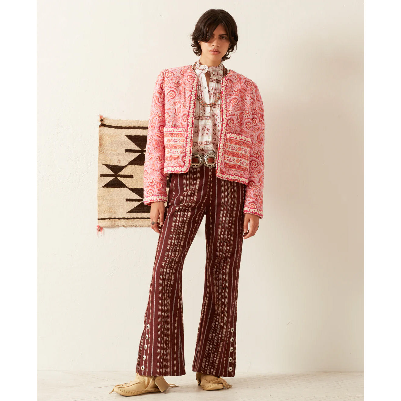 Alix of Bohemia "Hudson" Printed Jacket in Hydrangea Pink, Size XS