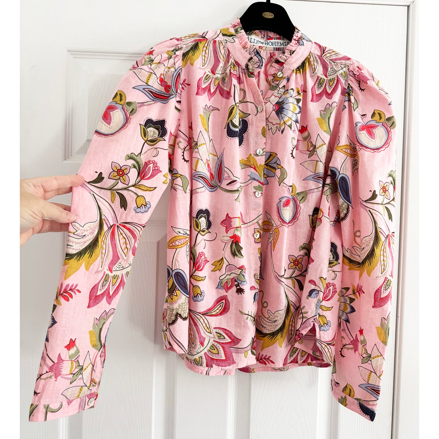 Alix of Bohemia "Amaro Blossom" Blouse in Pink Cherry, size XS