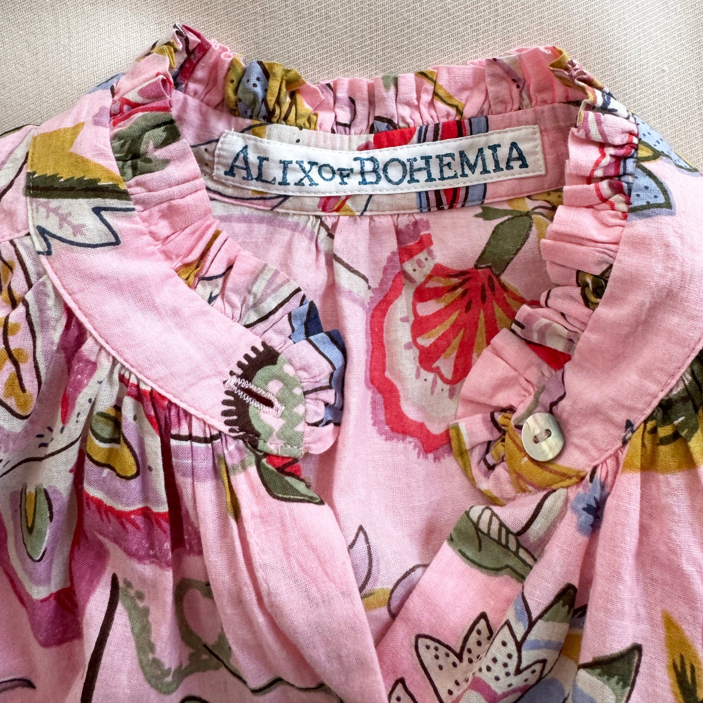 Alix of Bohemia "Amaro Blossom" Blouse in Pink Cherry, size XS