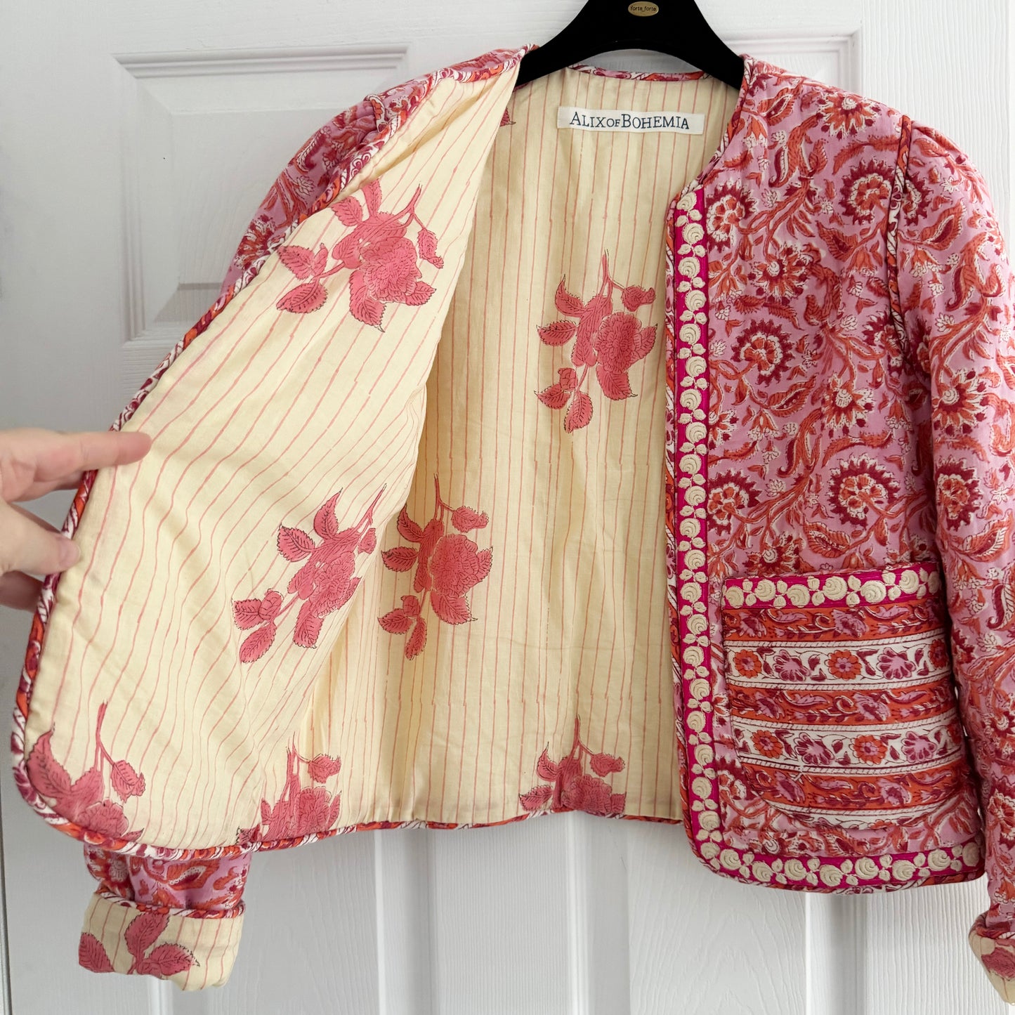 Alix of Bohemia "Hudson" Printed Jacket in Hydrangea Pink, Size XS