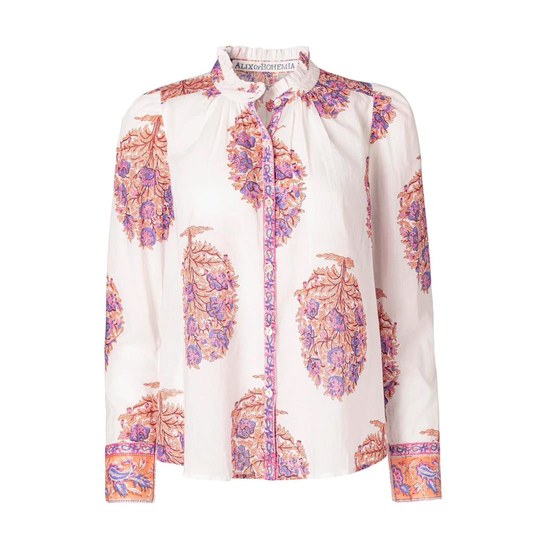 Alix of Bohemia "Annabel" Blouse in Fig Flower Print, size Small