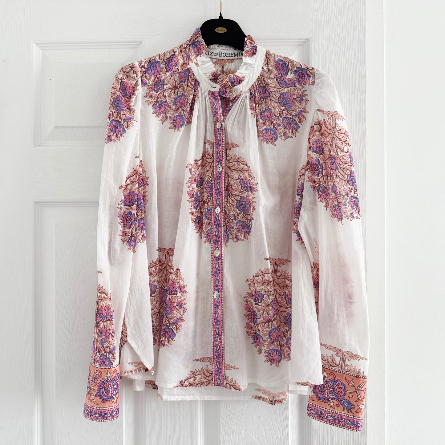 Alix of Bohemia "Annabel" Blouse in Fig Flower Print, size Small