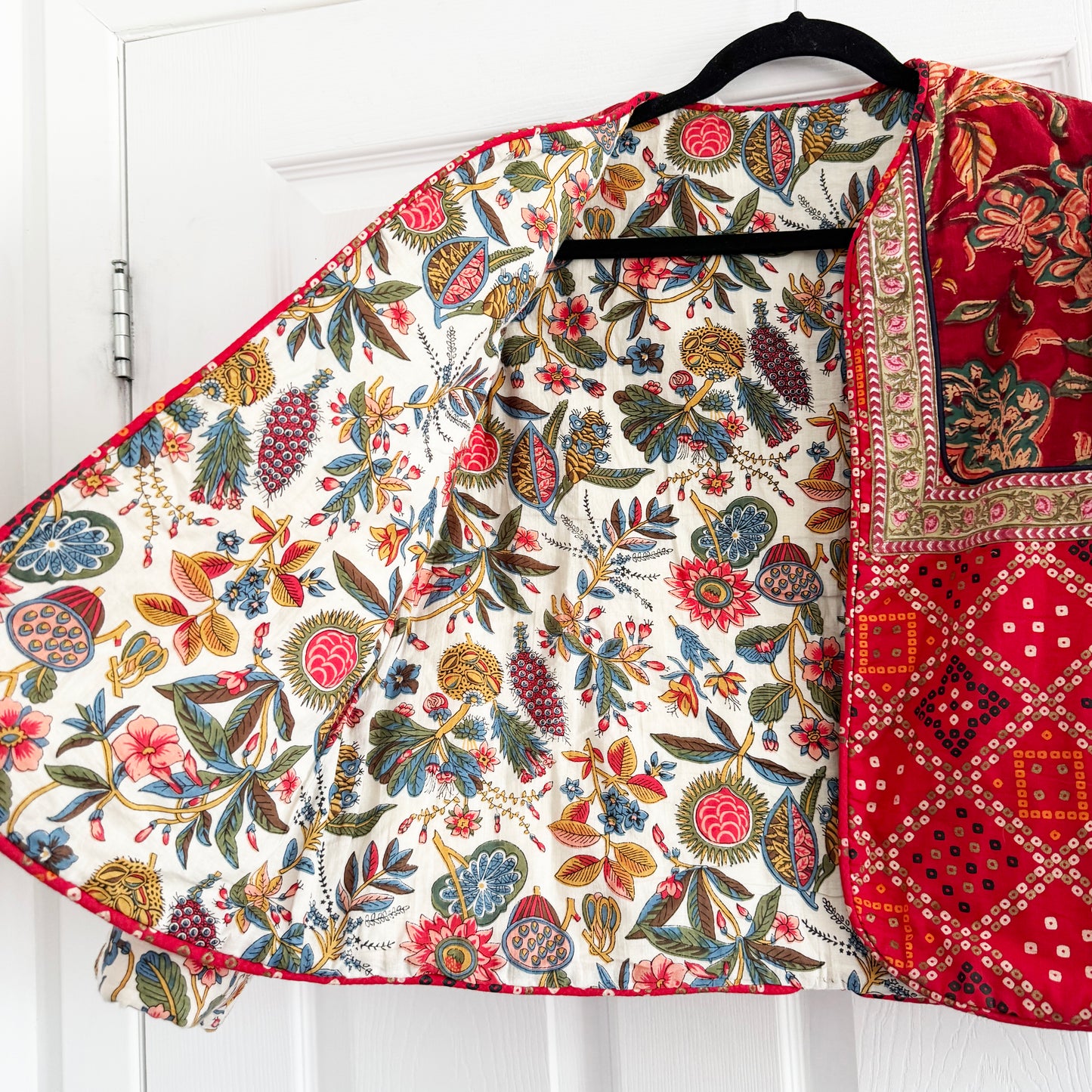 Alix of Bohemia "Bandana Bardot" Printed Reversible Jacket in Red, Size XS