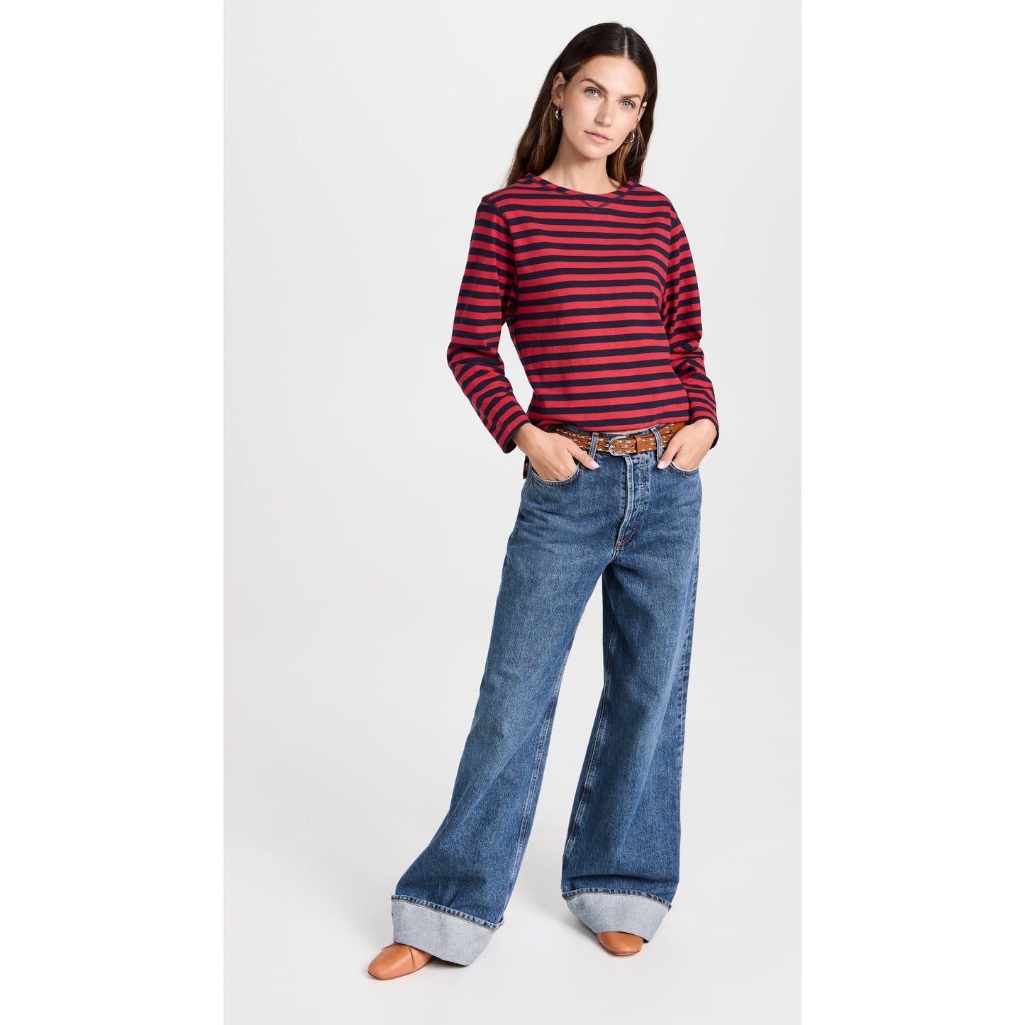 Alex Mill "Lakeside" Stripe Tee in Red/Blue, size Small