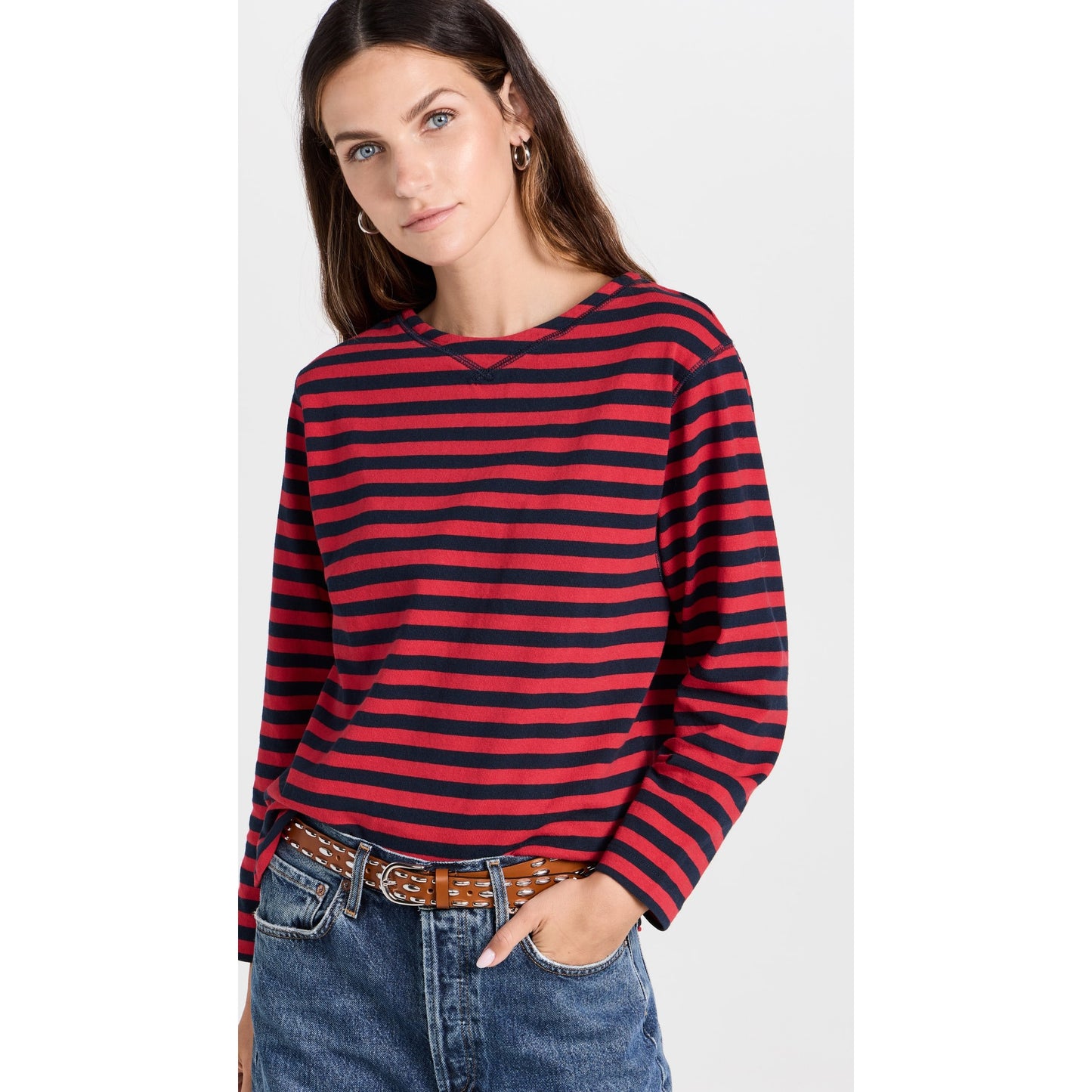Alex Mill "Lakeside" Stripe Tee in Red/Blue, size Small