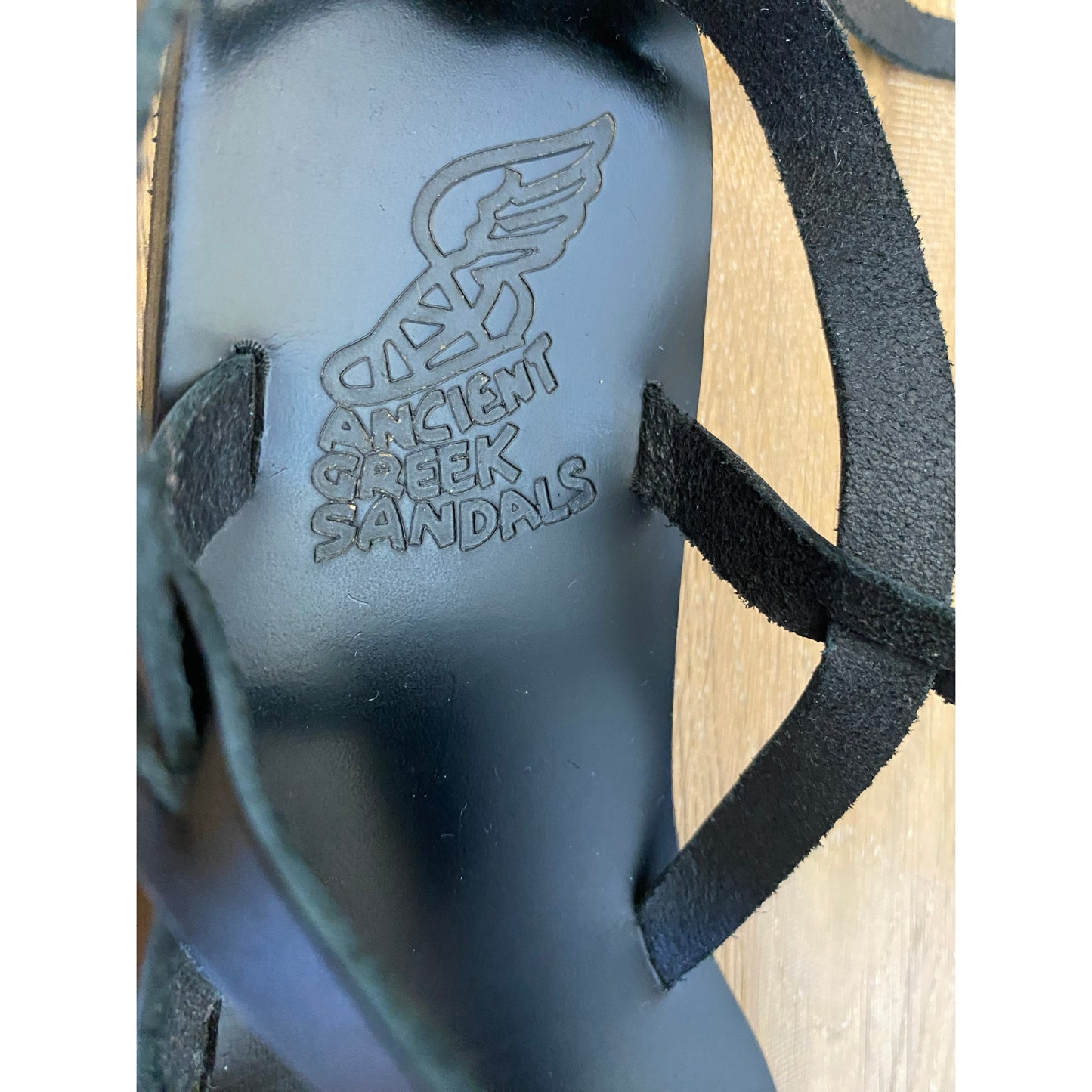 Ancient Greek "Estia" Sandals in Black, size 39